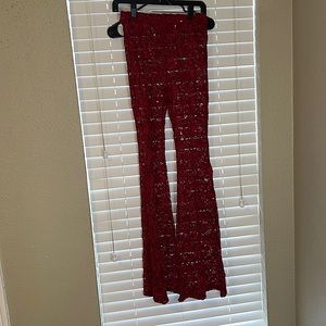 Red Lace Flare Pants